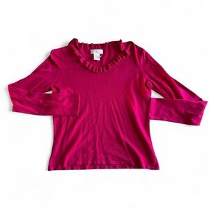 Worthington Fuchsia Ruffled Neck Sweater